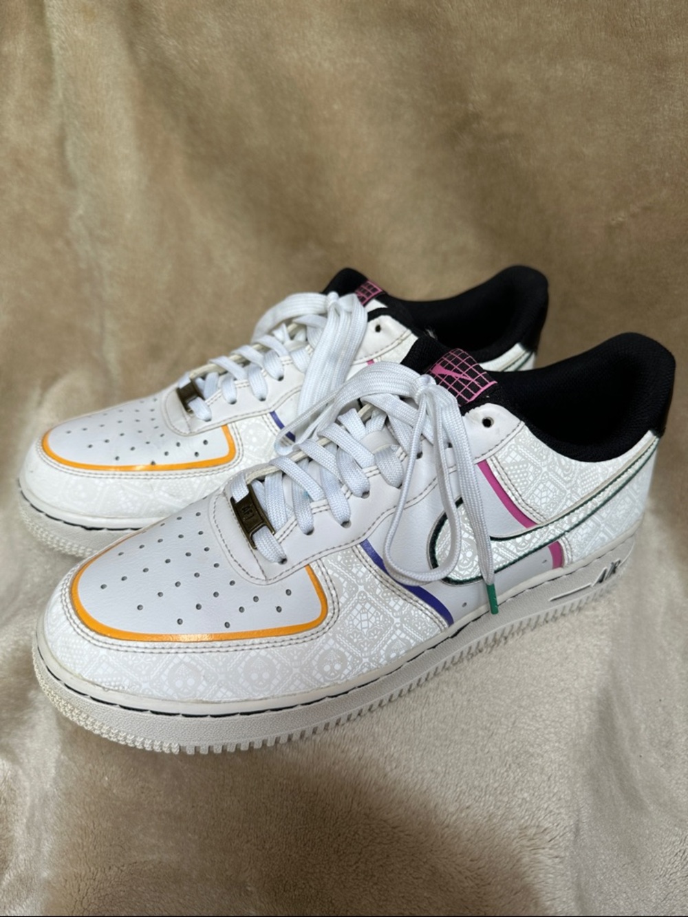 Nike White Leather AF1 “Day of the Dead” Sneakers Men’s Size 8.5